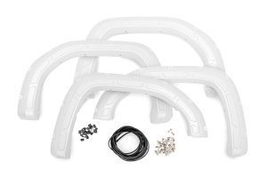 GMC Sierra 1500 Fender Flares - Rough Country - Defender - Summit White - '19-'24 GMC Sierra 1500 Fender Flares - Rough Country - Defender - Summit White - '19-'24